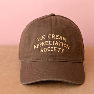 Ice Cream Appreciation Society Cotton Baseball Cap | Embroidered Dad Hat | Ice Cream Lover Gift Cocoa