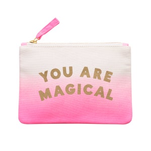 Je bent magische pouch magic pouch roze ombre zip pouch kleine make-up tas kleine cosmetica pouch alfabet zakken afbeelding 5