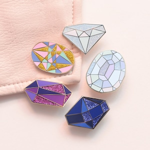Gemstone Pin - Birthday Badge - Gem Enamel Pin - Diamond Pin - Enamel Pin - Flair - Pins - Birthday Token Gift - Pin Badge - Valentines Gift