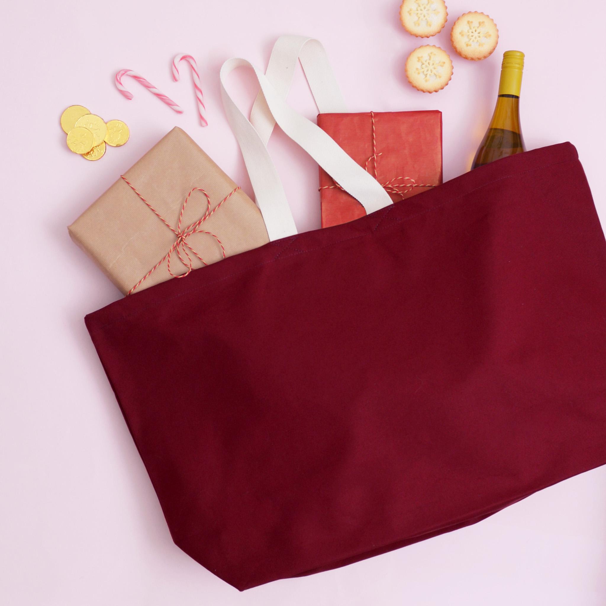 Burgundy Extra Large Canvas Tote Bag | Oversized Shopper | Really 