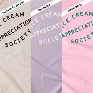 Ice Cream Appreciation Society T-shirt ajusté pour femmes T-shirt en coton biologique T-shirt d'été pour femmes Cadeau pour les amateurs de crème glacée Baie image 8