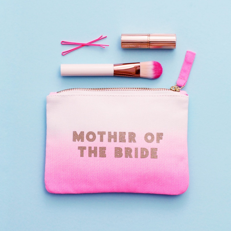 Mother of the Bride Gift Wedding gift Mother Bride Makeup Bag Bridal Party Gift Ombre Mother Bride Pouch Alphabet Bags image 3