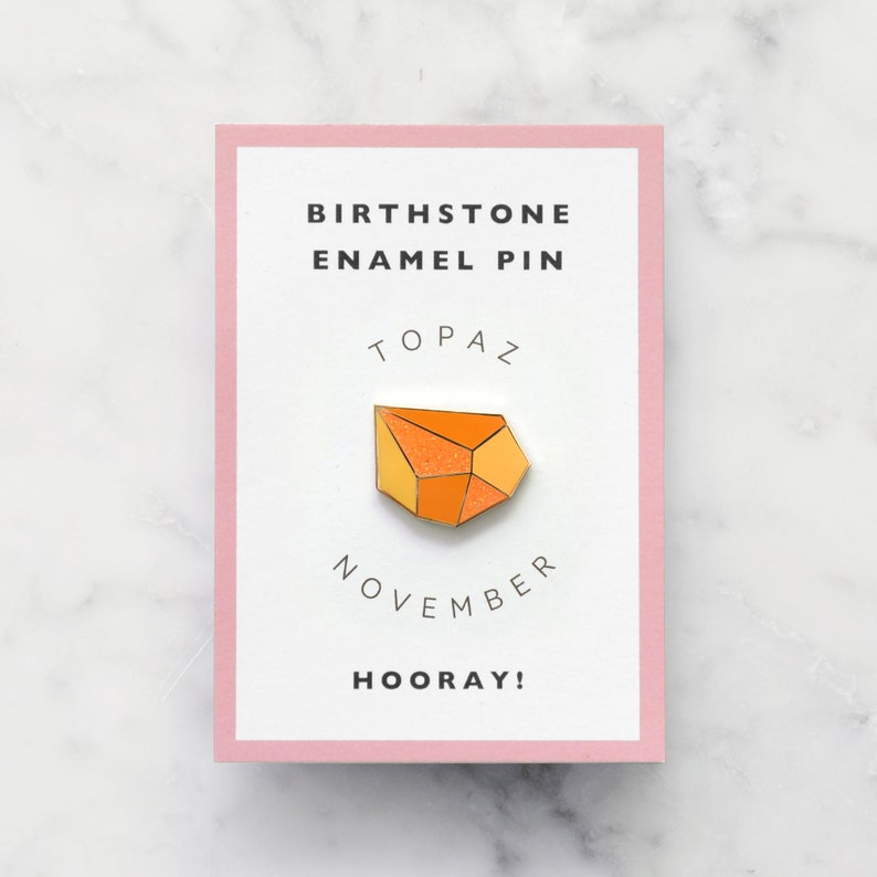 Topaz Birthstone Pin November Birthday Gemstone Pin Hard Enamel Pin Enamel Pin Set Pins Birthday Token Gift Pin Badge image 2