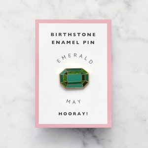 Emerald Birthstone Pin May Birthday Gemstone Pin Hard Enamel Pin Enamel Pin Set Pins Birthday Token Gift Pin Badge image 2