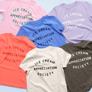 Ice Cream Appreciation Society Kids T-Shirt Lavender tee Slogan T Shirt Vacation tee Girls T-Shirt Boys T-Shirt Summer Kid's tee 画像 4