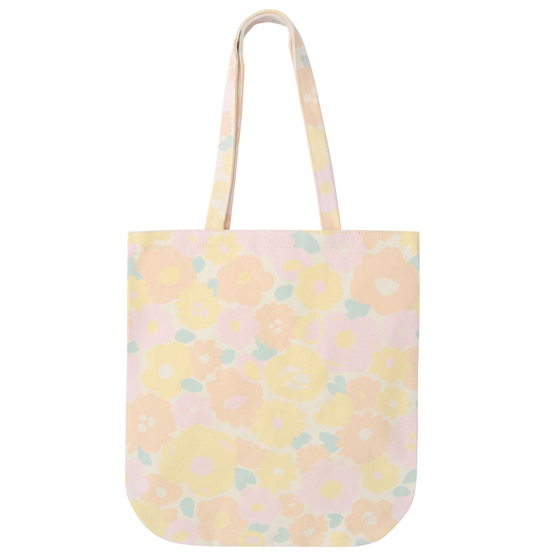 Floral Canvas Bag Floral Handbag Shoulder Bag Floral Tote Bag Flower Design Plain Canvas Floral Bag Alphabet Bags image 4