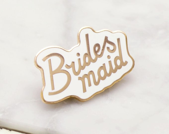 Bridesmaid Hard Enamel Pin | Gold Wedding Lapel Pin | Bridal Party Gift