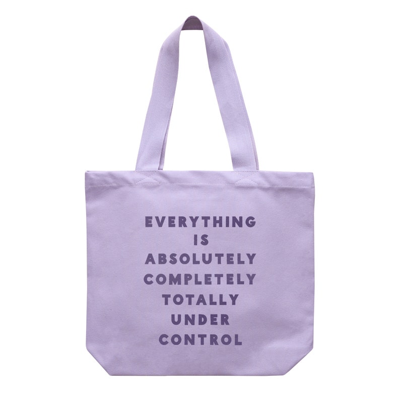 Canvas Shopper Cotton Tote Bag Funny Slogan Bag Purple Tote Bag Under Control Lavender Tote Bag Eco Bag