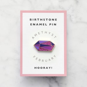 Amethyst Birthstone Hard Enamel Pin | February Birthday Gem Lapel Pin ...