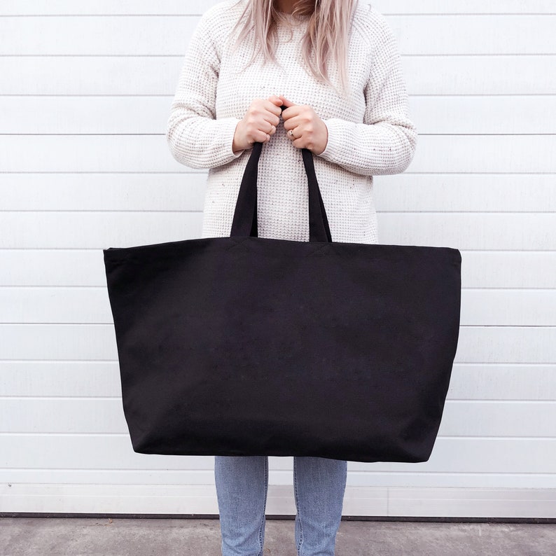 Oversized Tote Weekender Bag Giant Canvas Bag Maxi Tote Bag XL Canvas Bag Extra Large Canvas Bag Huge Tote Tan Canvas Black canvas