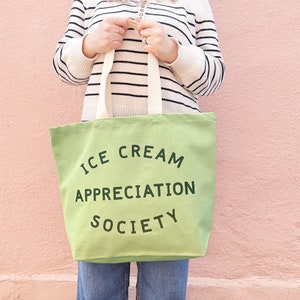 Ice Cream Appreciation Society Canvas Tote Canvas Tote Bag Large Canvas Tote Beach Bag Canvas Bag for Beach Canvas Beach Tote image 6