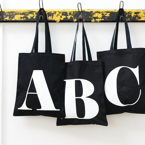 Black Canvas Tote - Etsy