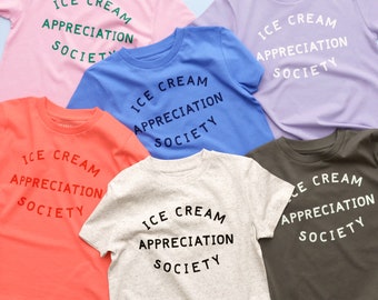 T-shirt per bambini Ice Cream Appreciation Society - T-shirt estiva - T-shirt per le vacanze - T-shirt per ragazze - T-shirt per ragazzi - Amante del gelato - T-shirt per bambini NOVITÀ