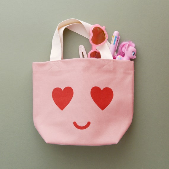 Mini Heart Eyes Bag Little Pink Bag Kid s Tote Children s Tote Bag Mini Bag Kid s Lunch Bag Heart Canvas Bag Busy Bag Etsy Ireland