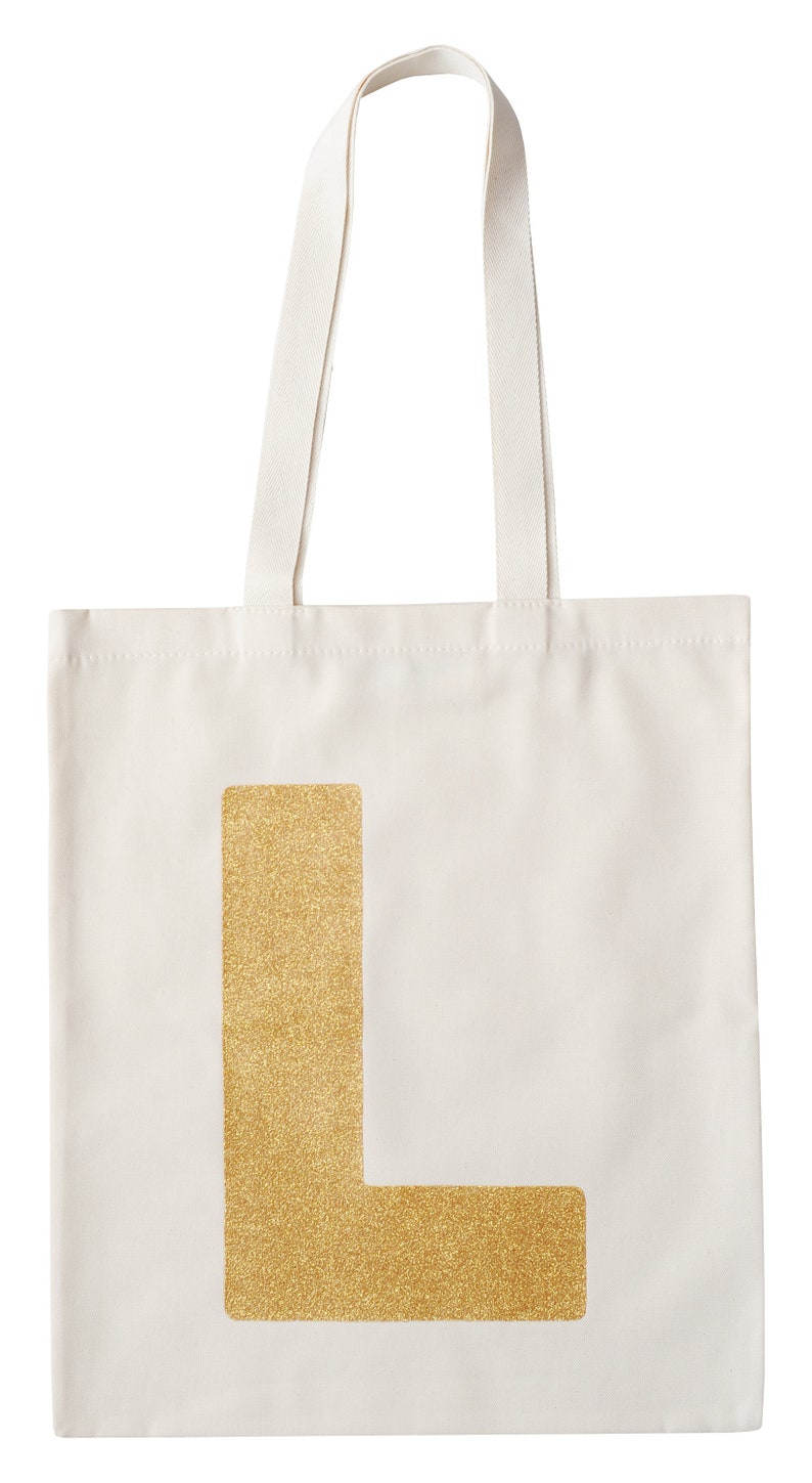 Personalised Tote Eco Reusable Shopping Bag Gold Initial Tote Bag Gold Canvas Tote Bag Alphabet Bag SECONDS Canvas Tote Bag