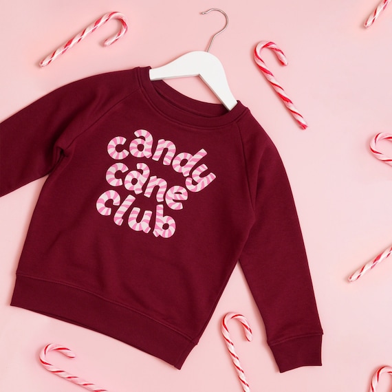 Candy Cane Club Kids Sweatshirt Christmas Jumper Xmas Sweater Girls Jumper  Boys Sweatshirt Slogan Xmas Jumper Organic Cotton 