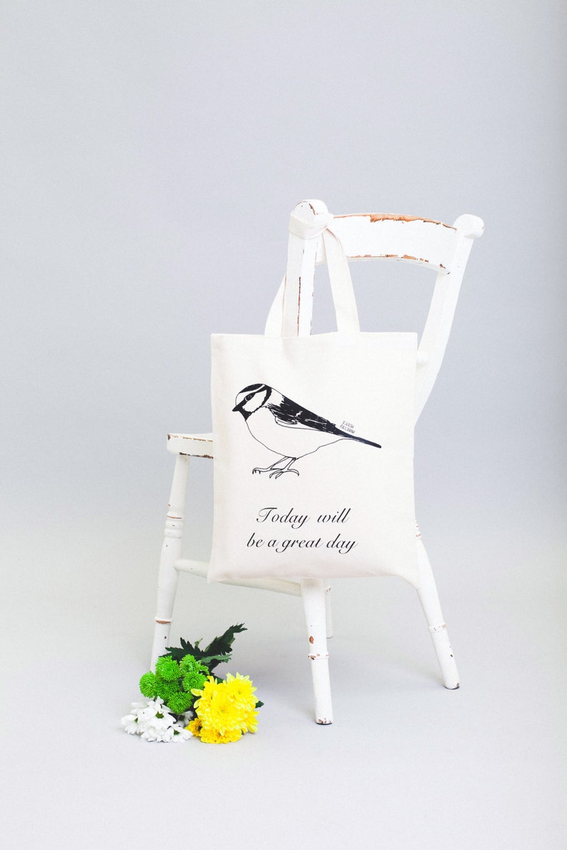Inspirational Quote Grocery Bag Canvas Shopper Today Will be a Great Day Tote Bag Cotton Tote Bag Alphabet Bags Shoulder Bag