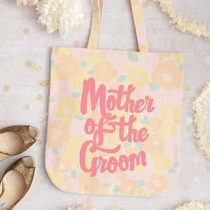 SECONDS Mother of the Groom Floral Tote Bag Gift for Mum Shoulder Bag Wedding Bag Canvas Tote Bag bachelorette party image 3