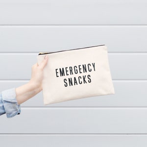 Emergency Snacks Canvas Pouch Slogan Canvas Bag Zipped Pencil Case Snacks Canvas Pouch Snack Bag image 2