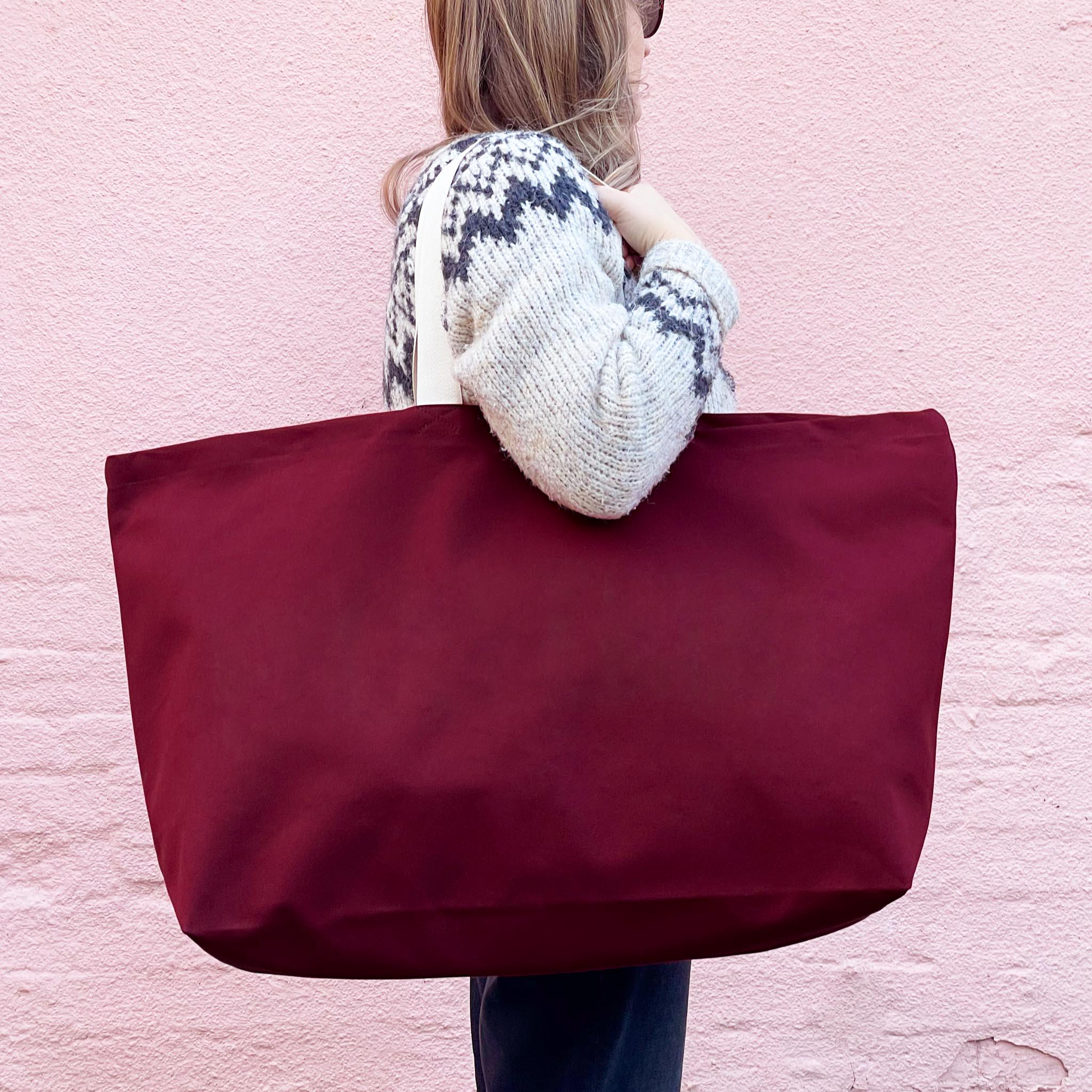 Burgundy Extra Large Canvas Tote Bag | Oversized Shopper | Really 