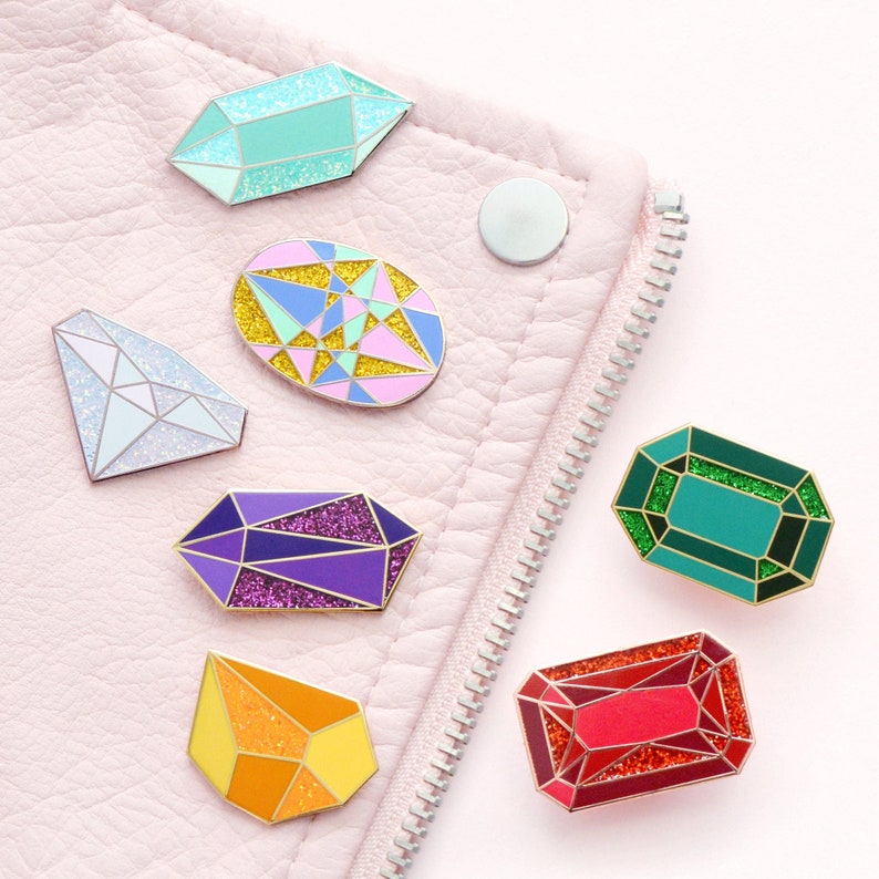 SECONDS Birthstone Pin Birthday Badge Gemstone Pin Hard Enamel Pin Enamel Pin Flair Birthday Token Gift Pin Badge image 1