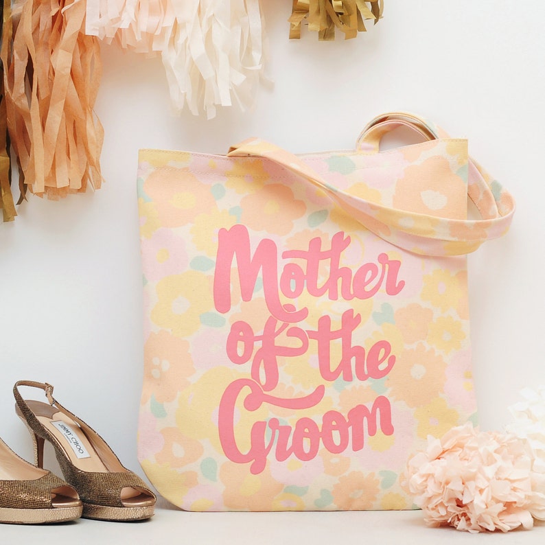 SECONDS Mother of the Groom Floral Tote Bag Gift for Mum Shoulder Bag Wedding Bag Canvas Tote Bag bachelorette party image 1