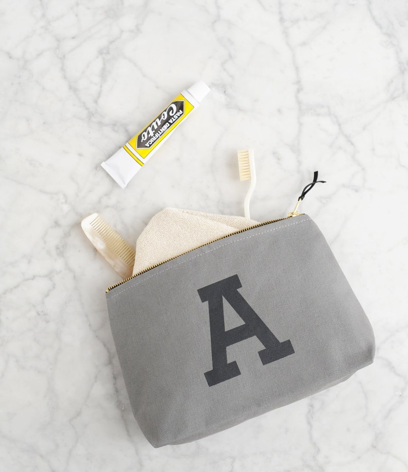 SALE Grey Initial Washbag Travel Toiletry Bag Shaving Etsy