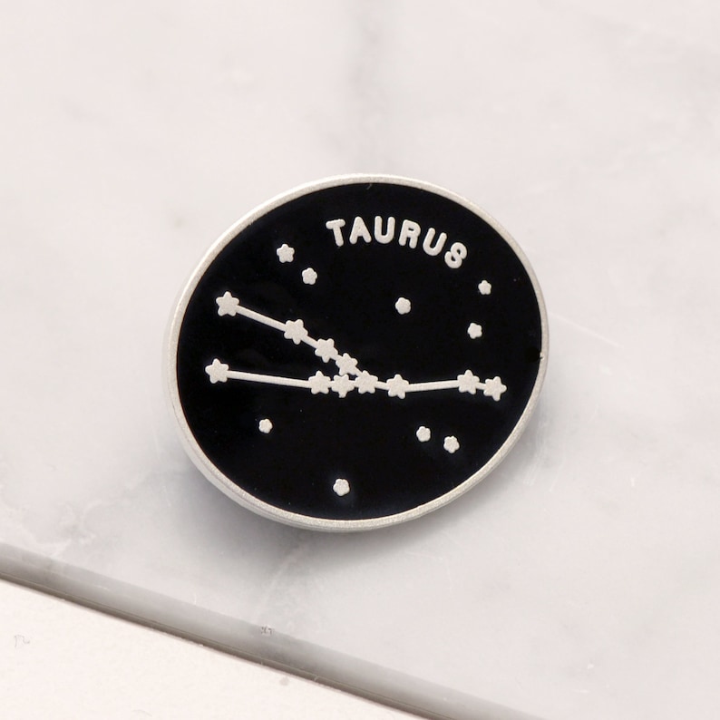 Taurus Pin Zodiac Pin Constellation Enamel Pin Hard Enamel Pin Enamel Pin Pins Flair Birthday Pin Badge Starsign Gift image 1