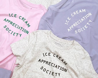 Ice Cream Appreciation Society Women's Fit T-shirt - Organic Cotton Tee - Ladies Summer T-Shirt - Ice cream lovers Gift - Berry