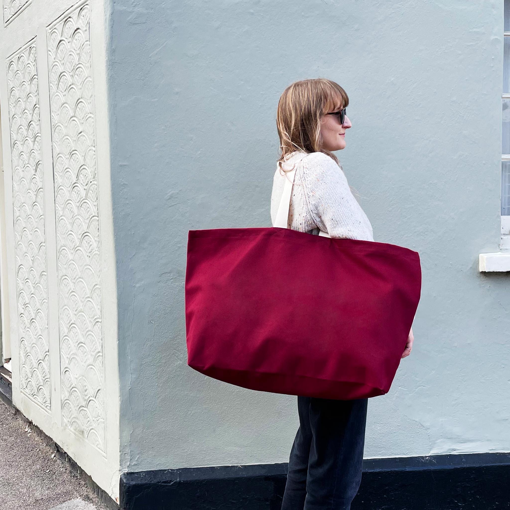 Burgundy Extra Large Canvas Tote Bag | Oversized Shopper | Really 