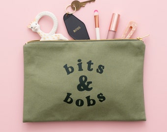 Bits & Bobs Canvas Pouch - Zip Pouch - Canvas Zip Pouch - Makeup Bag - Zipper Pouch - Slogan Pouch - Clutch Bag - Toiletry Bag