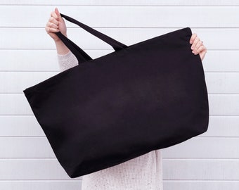 Black Extra Large Canvas Bag - Large Weekend Bag - Giant Canvas Bag - Large Shopper Bag - Oversized Canvas Bag - Extra Large Tote Bag