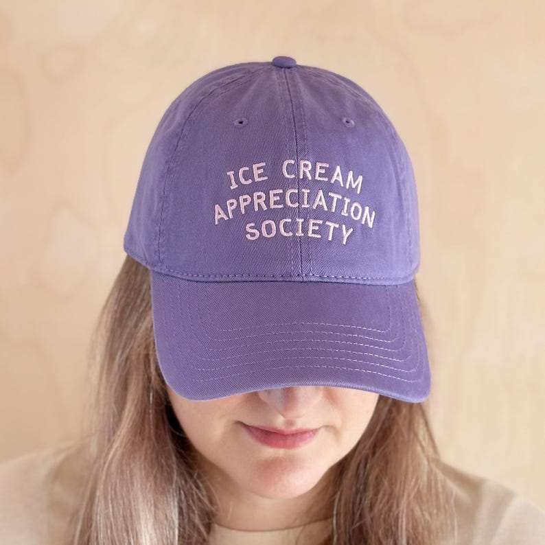 Ice Cream Appreciation Society Cotton Baseball Cap | Embroidered Dad Hat | Ice Cream Lover Gift image 9