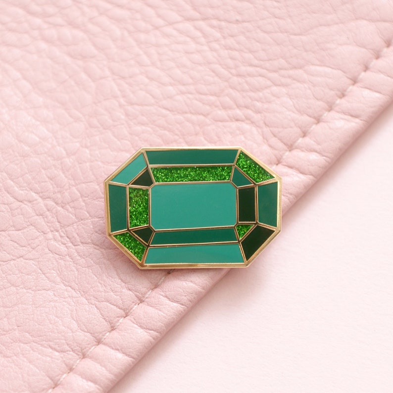 Emerald Birthstone Pin May Birthday Gemstone Pin Hard Enamel Pin Enamel Pin Set Pins Birthday Token Gift Pin Badge image 1