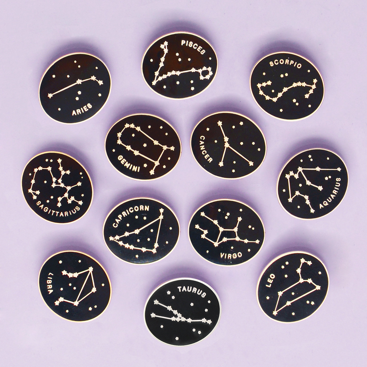 Zodiac Pin - Constellation Enamel Pin - Hard Enamel Pin - Zodiac Sign…