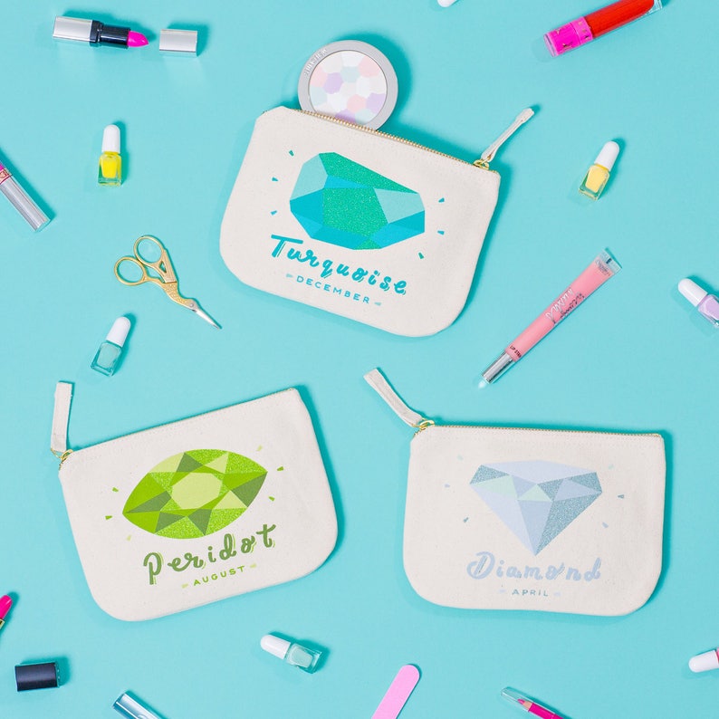 Birthday Makeup Bag Cute Birthday Gift For Friend Custom Birthstone Personalised Birthday Gift Birthstones Pouch Alphabet Bags