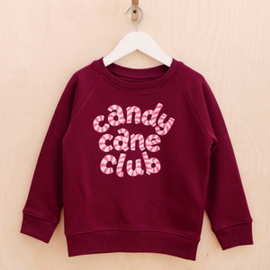 Candy Cane Club Kids Sweatshirt Christmas Jumper Xmas Sweater Girls Jumper Boys Sweatshirt Slogan Xmas Jumper Organic cotton image 5