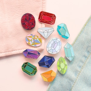 Gemstone Pin Birthday Badge Gem Enamel Pin Diamond Pin Enamel Pin Flair Pins Birthday Token Gift Pin Badge Valentines Gift image 6