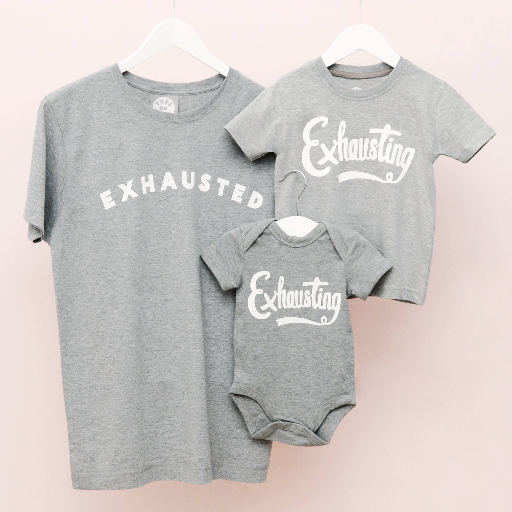 Image of Parent & Child Matching Shirt - Dad Baby T New Father Set Exhausted/Exhausting Father's Day