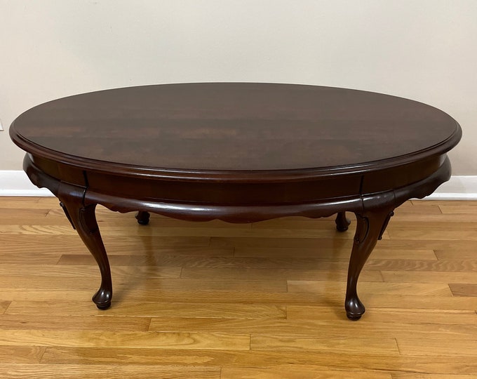 Vintage Cherry Oval Coffee Table Queen Anne Style - Etsy