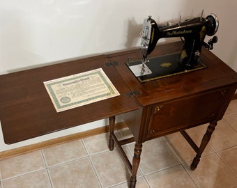 Vintage " The Free " Sewing Machine with Cabinet #AAE 22988