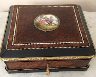 Antique French Walnut Jewelry Box