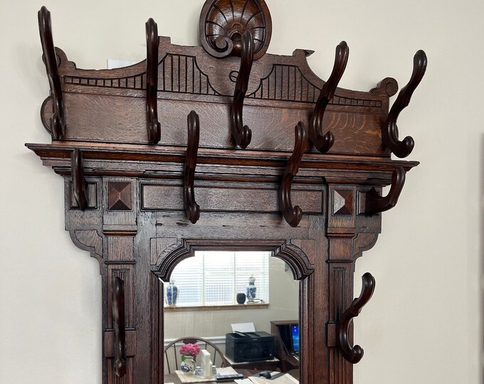 Antique Victorian Mirrored Hall Tree Etsy
