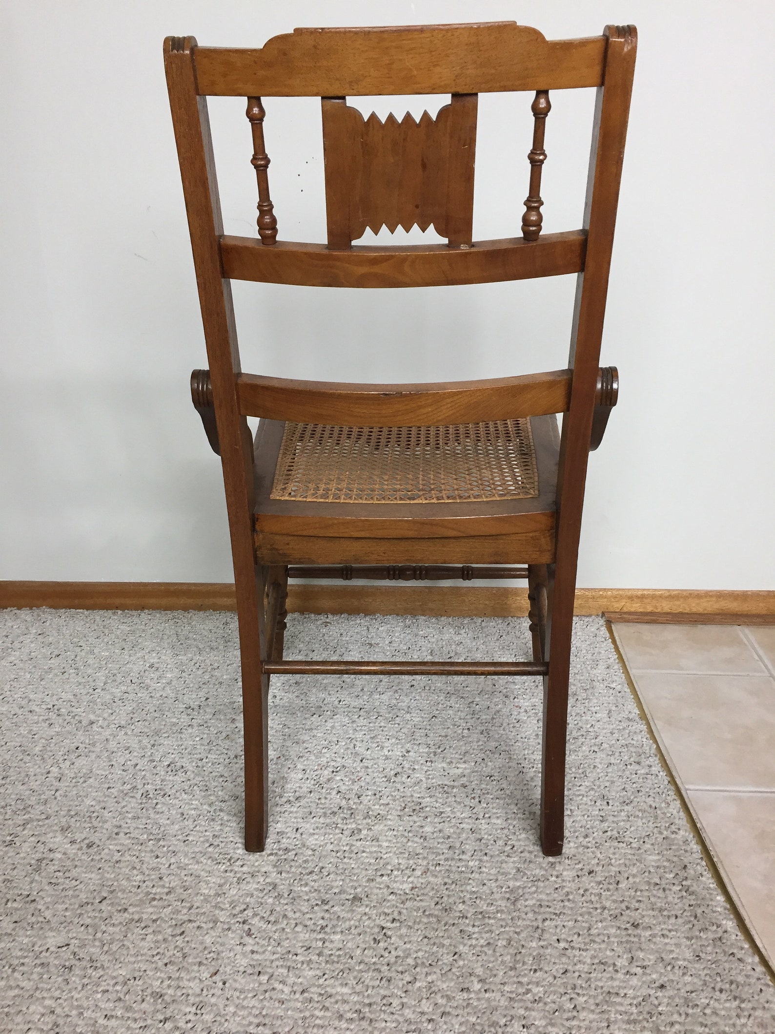 Antique Eastlake Cane Bottom Chair Etsy