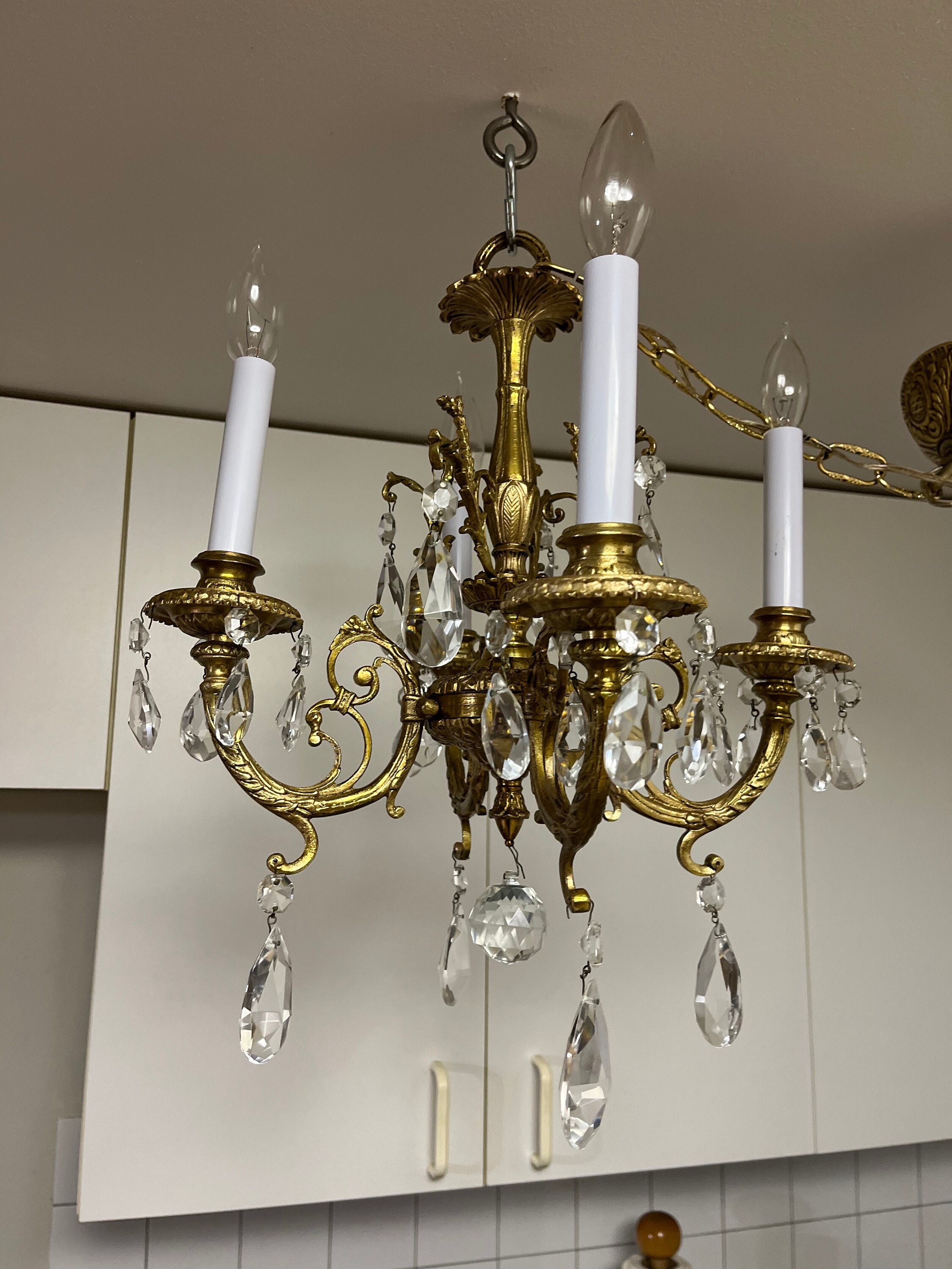 Vintage brass crystal chandelier online