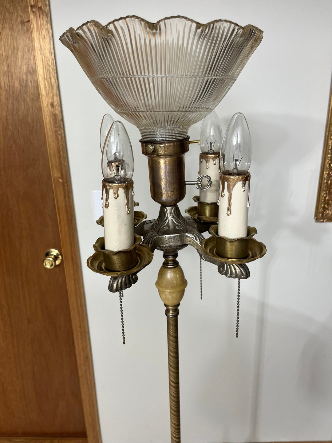 Antique Candelabra Torchiere Brass and Balcalites Floor Lamp Etsy