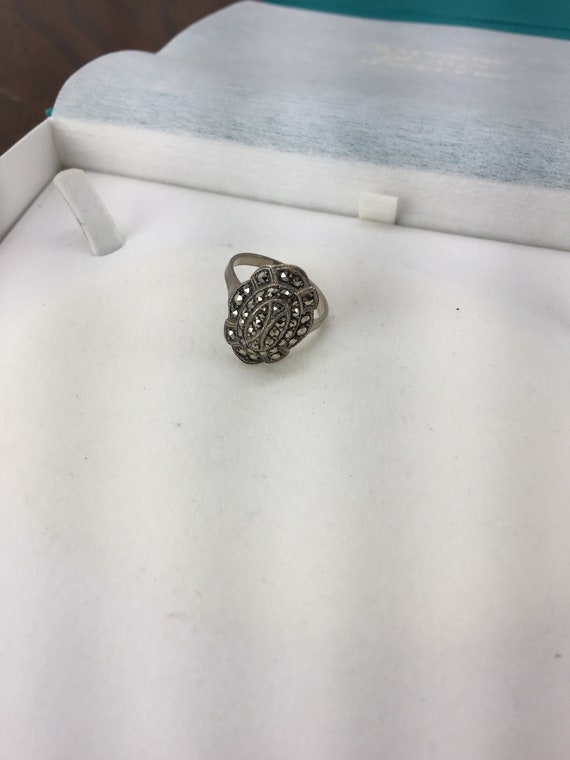 Vintage Sterling Silver Marasite Ring