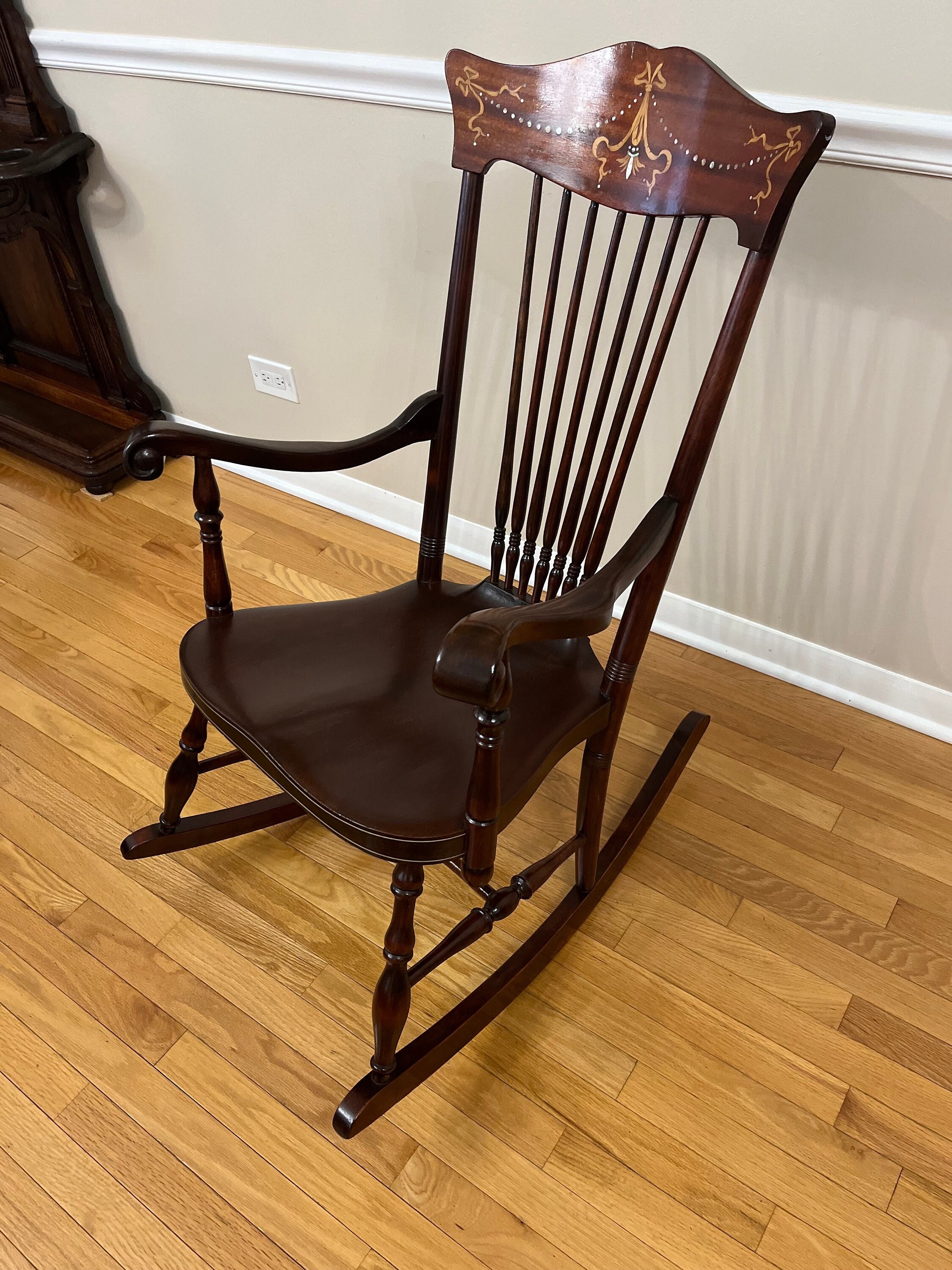 Wooden Rocking Chair Colonial and Traditional Super Comfortable Cushion  (Honey Finish)