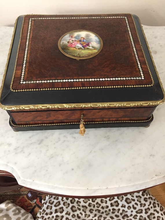 Antique French Walnut Jewelry Box