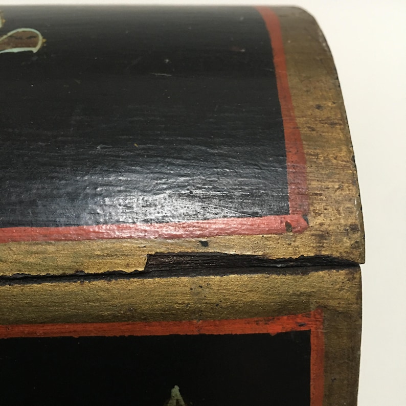 vintage hand painted fleur de lis wood box original paint